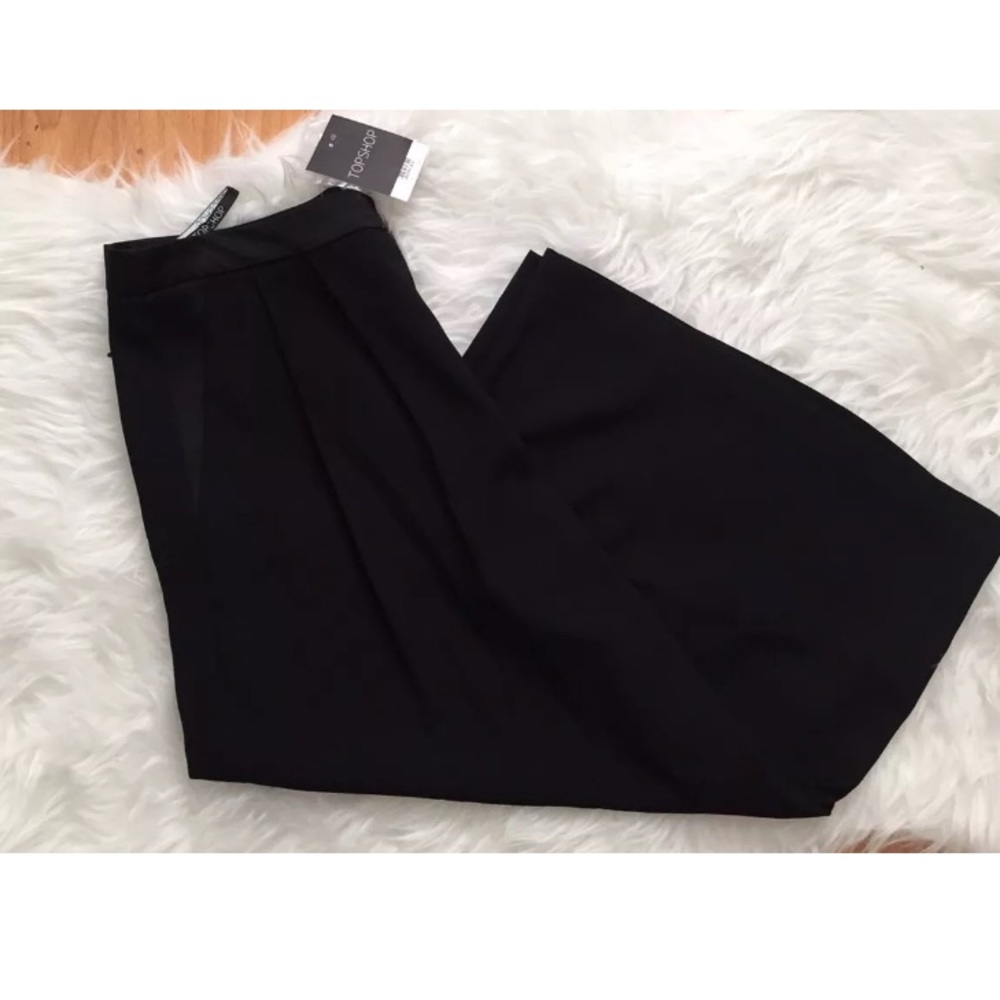 NWT TOPSHOP Black Cropped Wide Leg Culottes - Picture 8 of 8